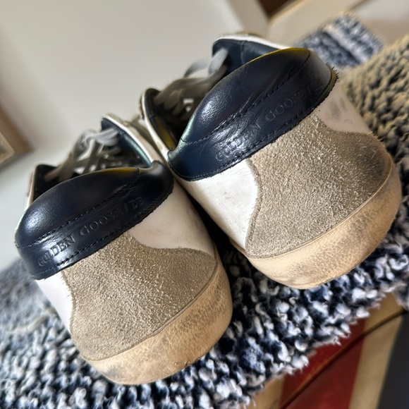 Golden Goose Superstar - in white leather with grey suede star & blue heel tab - Picture 4 of 12